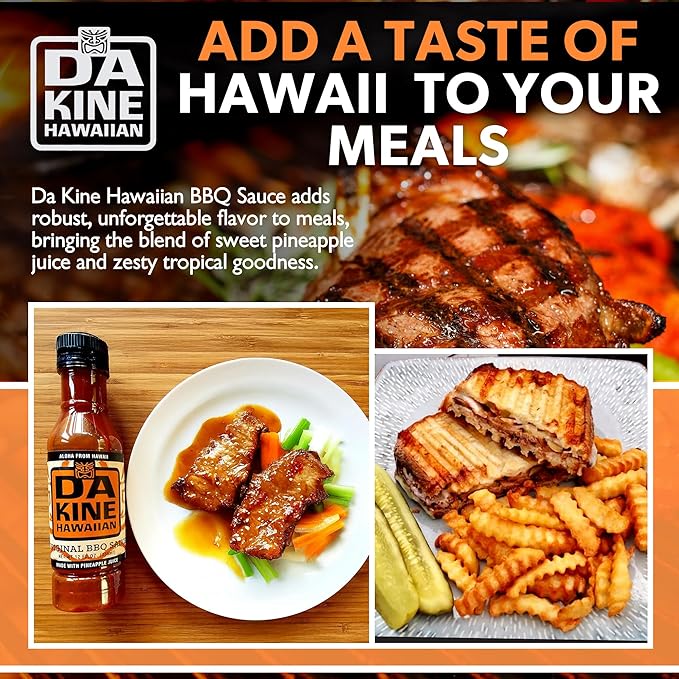 Da Kine Hawaiian BBQ Sauce Premium Gourmet Barbecue Sauce Made in Small Batches Gluten-Free BBQ Sauce for Meat Fish and Vegetables - Original (3 Pack)
