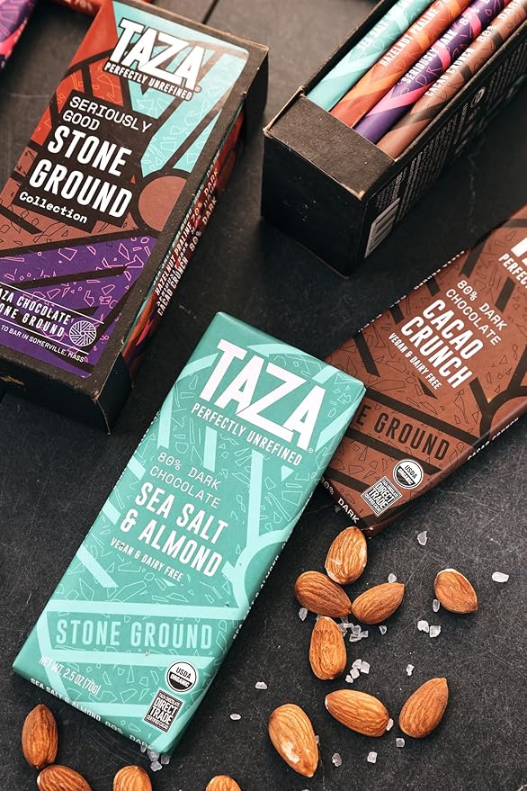Taza Chocolate Organic Seriously Good Dark Chocolate Bar Variety Pack Bundle 2.5 oz (4 count) Vegan