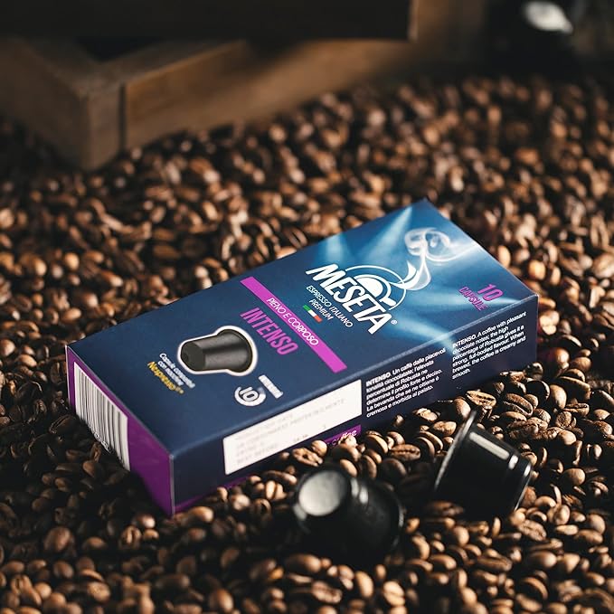 100 Nespresso Compatible Meseta Intenso Coffee Capsules 100 Capsules of Gourmet Coffee Espresso Compatible with Nespresso Machine.