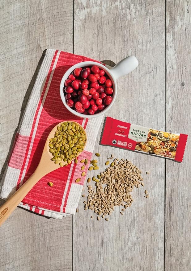 Taste of Nature Organic Peanut Snack Bar - Healthy Gluten Free Non GMO Vegan Snack Bars with Mixed Nuts Fruits and Seeds - 16-Count Snack Pack