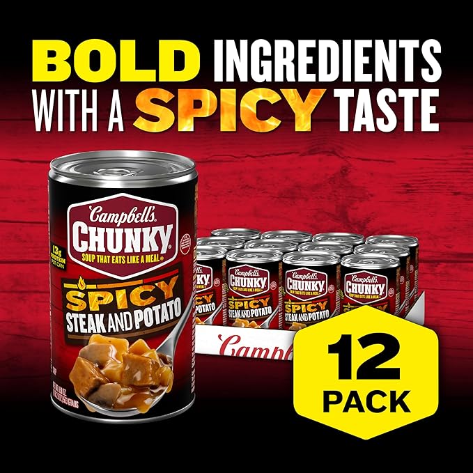 Campbell's Chunky Soup Spicy Steak and Potato Soup 18.8 oz Can (Case of 12)