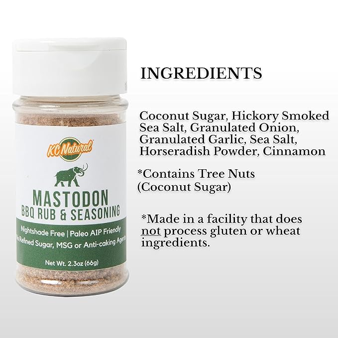 KC Natural - Paleo AIP Seasoning and Salt Bundle (3 Pack) - Mastodon Rub (2.5 oz) Seasoned Sea Salt (2.5 oz) All Purpose Seasoning (2.5 oz)