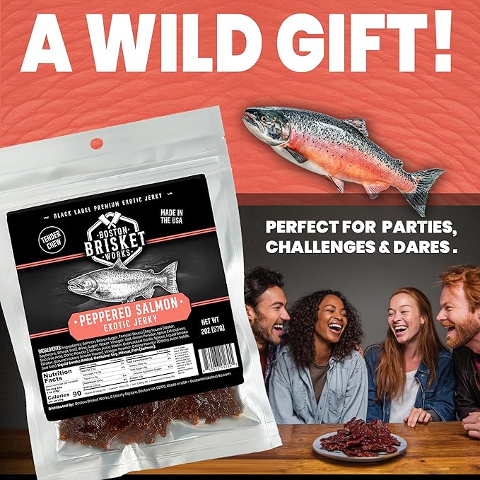 SALMON JERKY - Premium Wild Caught Fish - Healthy Seafood Snack - Fisherman Gift for Dad Grandpa - Gourmet Outdoor Food