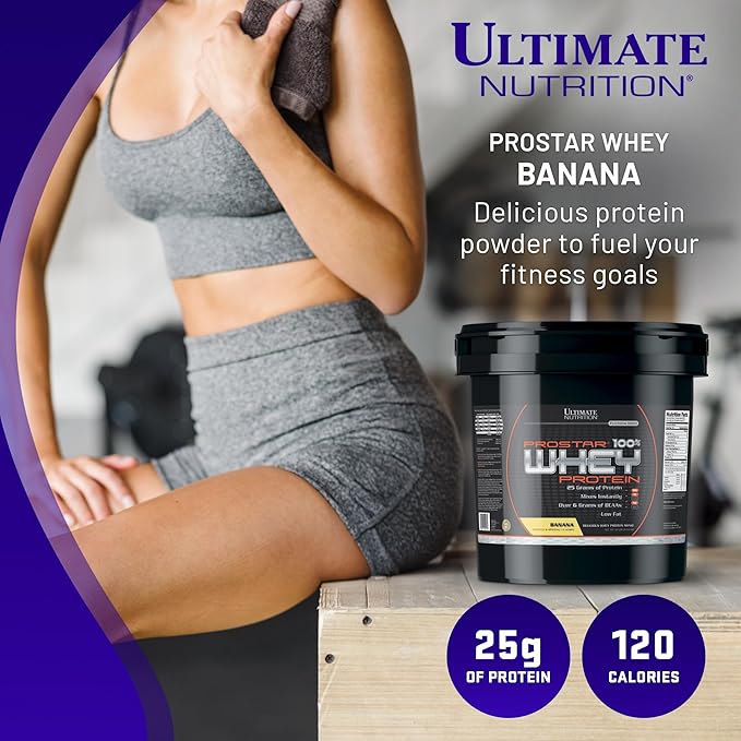 Ultimate Nutrition Prostar Whey Protein Powder Isolate Banana - Low Carb High Protein Powder Shake for Muscle Gain &amp Recovery - Low Sodium Low-Fat &amp Keto Friendly - 10 lbs Bucket
