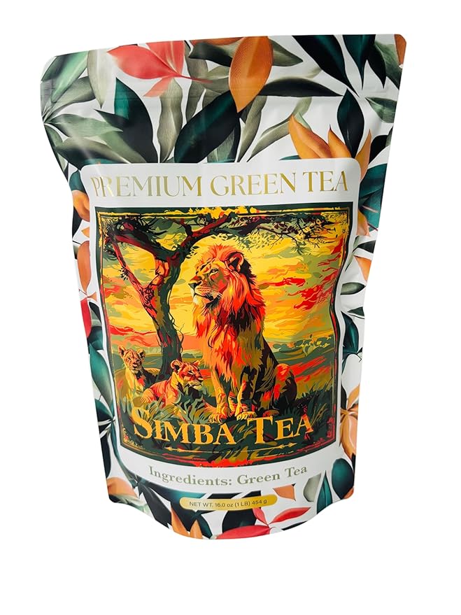 SIMBA TEA | Natural Kenyan Premium Loose Leaf Green Tea | Antioxidant Rich | Resealable bag | Caffeine | 16oz