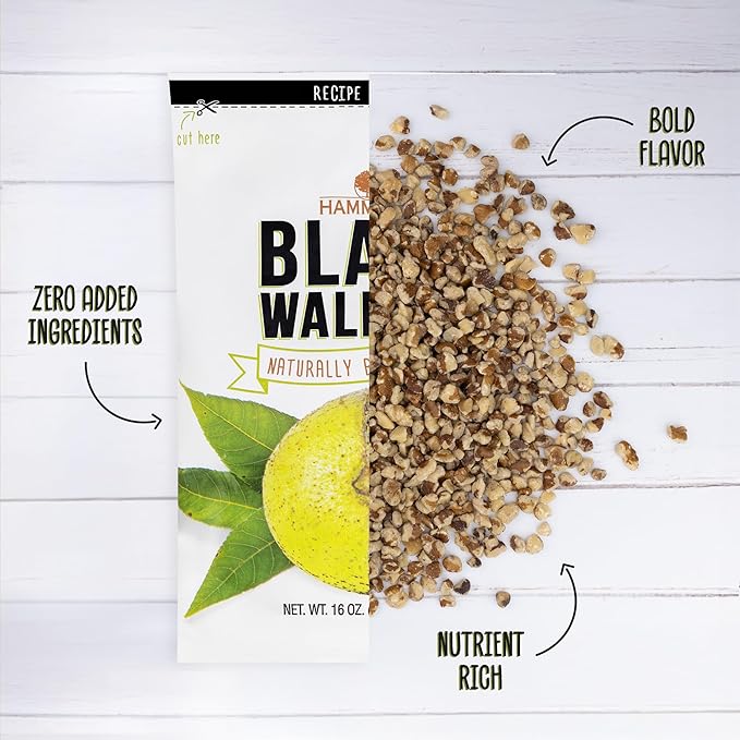 Hammons Black Walnuts - Wild Harvested - Non-GMO Gluten Free High Protein Keto Snack - Recipe Ready Nuts Great for Cooking and Baking - 16oz