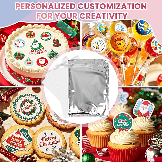 Derzio 25 pcs A4 11.7 x 8.3 Frosting Sheets Icing Sheets Edible Paper for Cakes Printable Sugar Sheets Cake Edible Sheets Edible image Paper for Cake Toppers Cakes Cookies &amp Decor