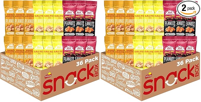 Nut Harvest3 Flavor Peanuts Variety PackIndividual Bags36 Count (Pack of 2)