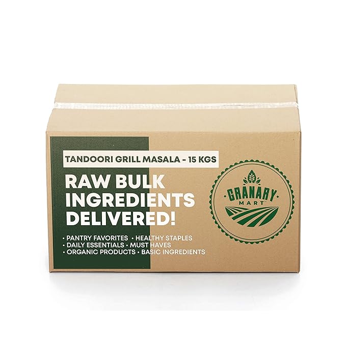 Natural Tandoori Grill Masala Mix by Granary Mart – Blend of Exotic &amp Gourmet Spices – Ideal for Seasoning Charred Vegetable Meat &amp Chicken – GMO Free - Affordable Bulk Rate – 33 lbs. Bulk Ba