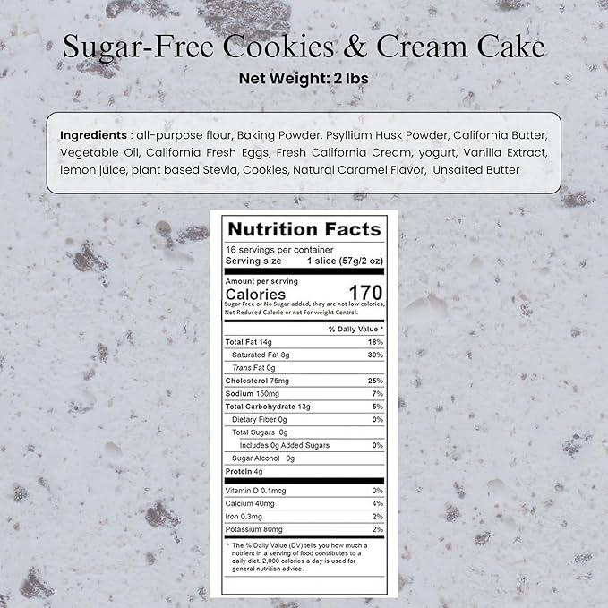 ANDY ANAND CHOCOLATIER Sugar Free Cookies &amp Cream Cake 2 lbs - Award-Winning Fresh &amp Natural Ingredients Handcrafted Perfection Ideal for Diabetics