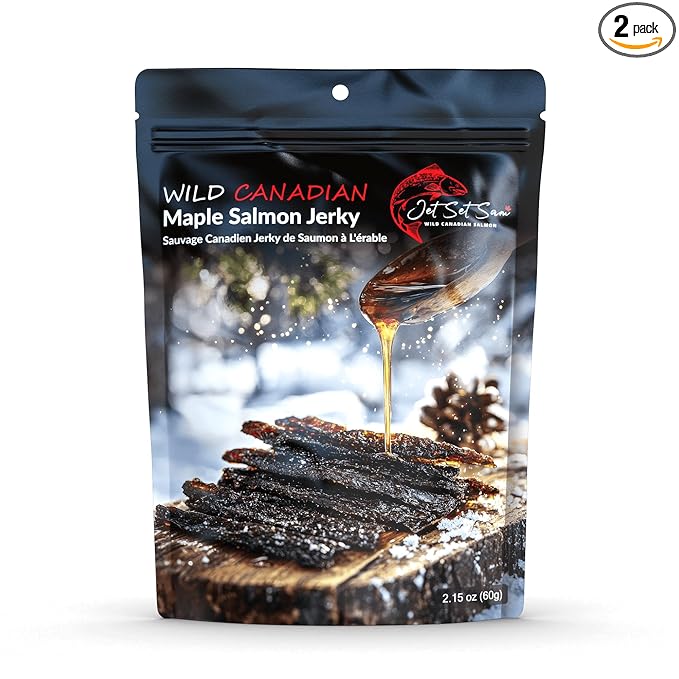 Wild Canadian Smoked Salmon Jerky – 2 Pack Premium Wild-Caught Fish High-Protein Healthy Snack (Maple)