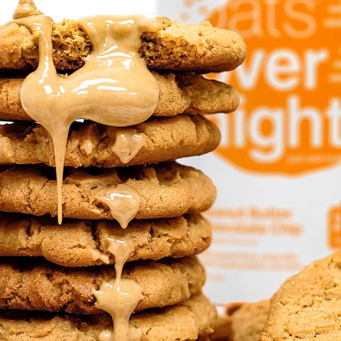 Oats Overnight Peanut Butter Chocolate Chip - Vegan Overnight Oats Protein Shake with 20g Protein - High Fiber Gluten Free Dairy Free Oatmeal (2.4 oz per Meal) (8 Pack + Shaker Bottle)