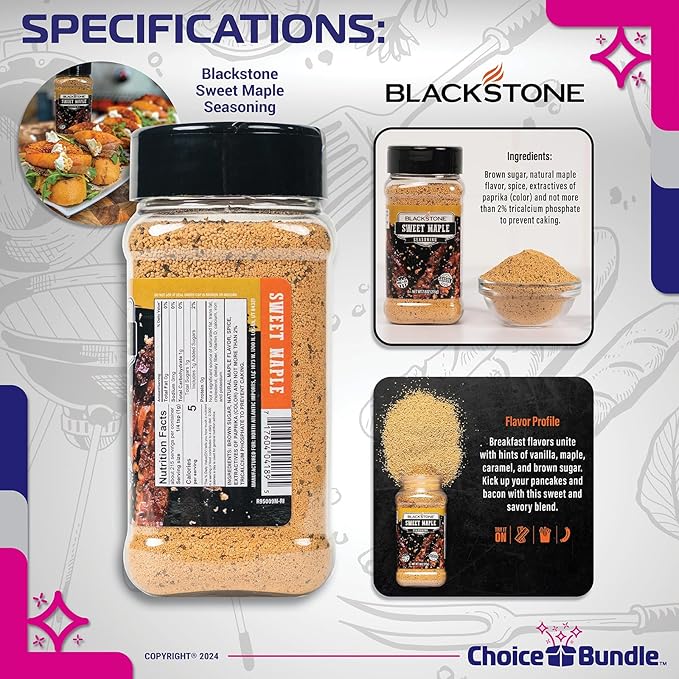 Blackstone Sweet Maple Seasoning – Gourmet Griddle Premium Barbecue Rub 2 Pk (15.2 oz) + BBQ Masters &amp Opener (4 Items)!