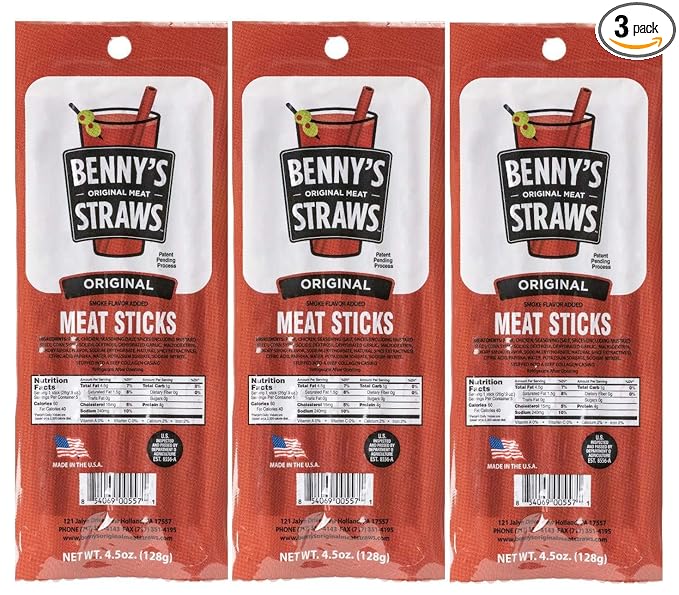 Benny's Original Meat Straws - (3) 5ct Original Straw Packs