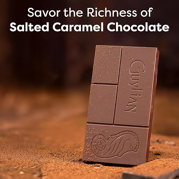 Easter Chocolate Candy Milk Chocolate Salted Caramel Bar by GuyLian 3.53oz Premium Belgian Gourmet Chocolate Easter Basket Stuffers for Adults Gifts (12 bars)