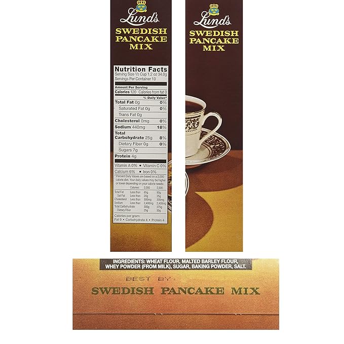 Lund’s Swedish Pancake Mix Deliciously Thin &amp Light Pancakes 12 oz Traditional Scandinavian Recipe - Easy Mix for Breakfast or Brunch [Pack of 3]