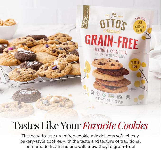 Otto's Naturals Grain-Free Ultimate Cookie Mix 12.2 Oz. 6 Pack Top 9 Allergen-Free Versatile for Classic Baked Treats Made with Organic Cassava Flour Gluten Free Non-GMO Vegan Plant-Based