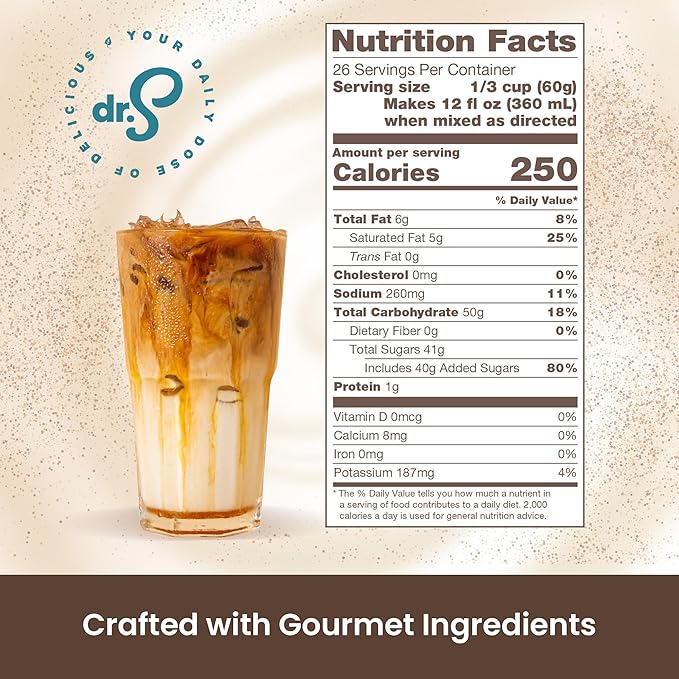 Dr. Smoothie Café Essentials Caramel Latte – No Artificial Colors Flavors Sweeteners – Shelf Stable – 28mg of Caffeine per Serving – Great for Hot Iced &amp Frozen Frappes (3.5 lb Bag 26 Serving