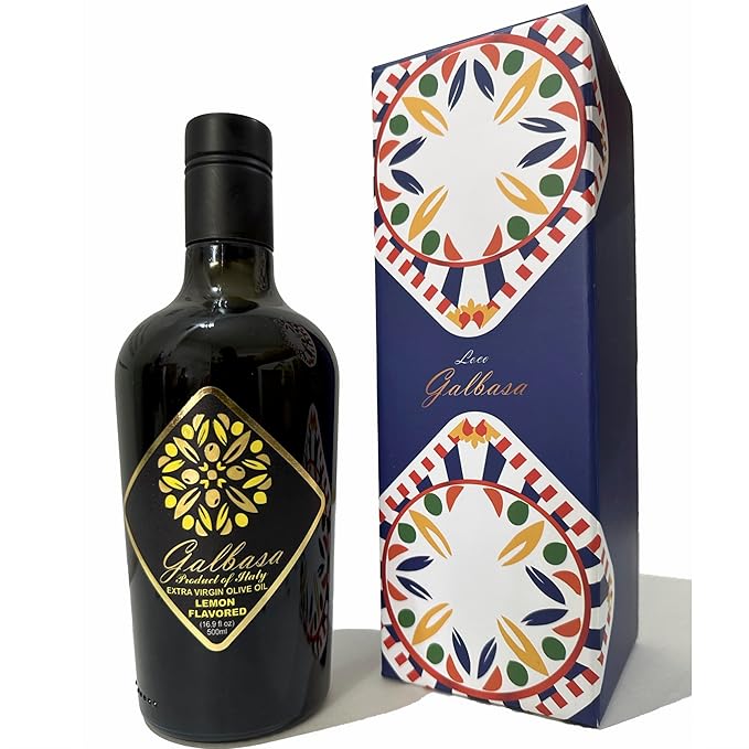 Galbasa - Organic Lemon Oil from Sicily Italy - First Cold Pressed Extra Virgin Olive Oil and Fresh Lemons - Polyphenol Rich No Pesticides | 16.9 fl oz