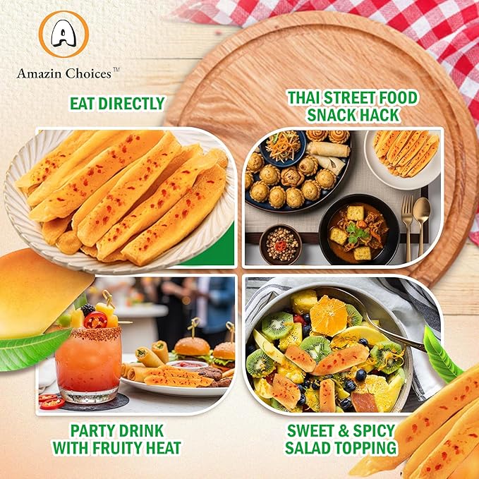 Exotic Dried Chili Mango Bundle by Amazin Choices – Dried Chili Mango 17.63oz + Free Spicy Dried Mango with Chili 1.76oz – Premium Vegan Fruit Snack – Gluten-Free Non-GMO – Snack Viet
