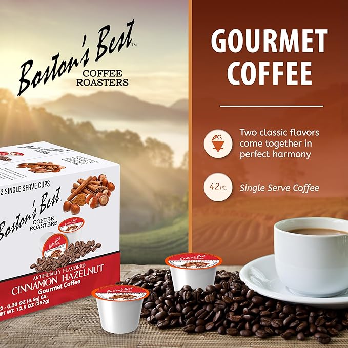 Boston’s Best - Cinnamon Hazelnut Delicious Gourmet Coffee Compatible with Keurig Coffee Maker - 42 Count (Pack of 1)