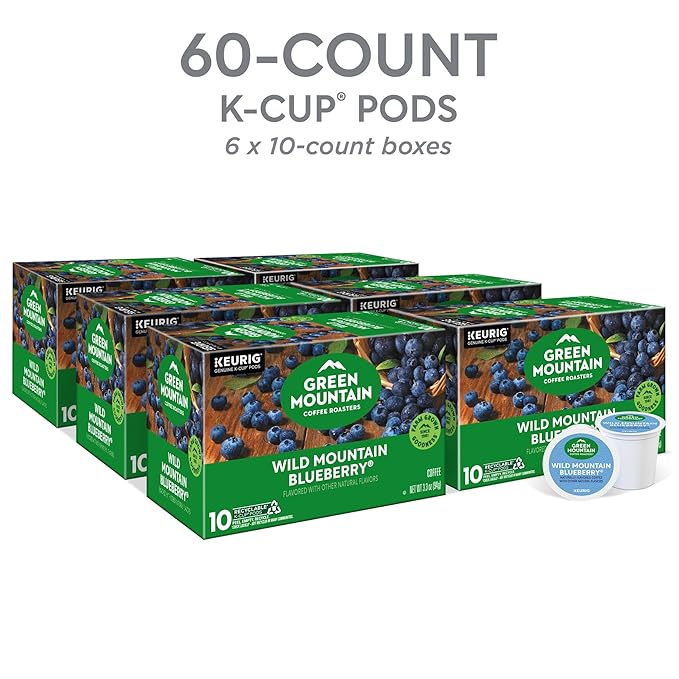 Green Mountain Coffee Roasters Wild Mountain Blueberry Keurig Single-Serve K-Cup pods Light Roast Coffee 60 Count (6 Packs of 10)