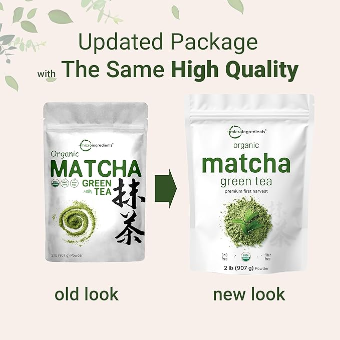Micro Ingredients Organic Matcha Green Tea Powder 2 lb | First Harvest Culinary Grade from Japan | 100% Pure &amp Unflavored | Great for Tea Latte &amp Smoothies | Non-GMO 0 Calories Eco-Friend