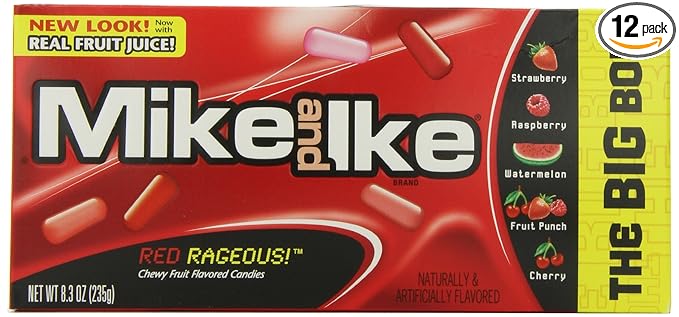Mike and Ike Chewy Candy Red Rageous 8.3 Ounce (Pack of 12)