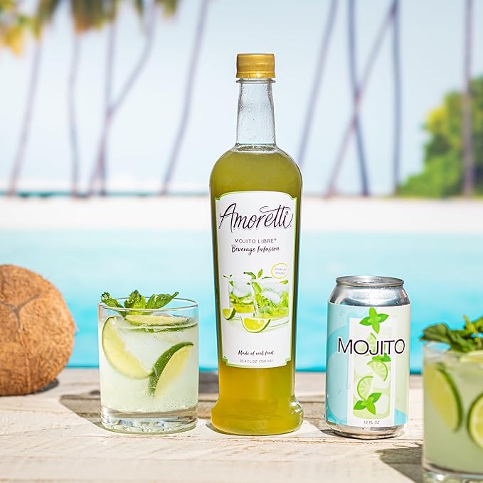 Amoretti - Mojito Libre Beverage Infusion - Drink Mix &amp Water Enhancer with Pump for Flavoring Cocktails Waters Teas and other Beverages Preservative Free