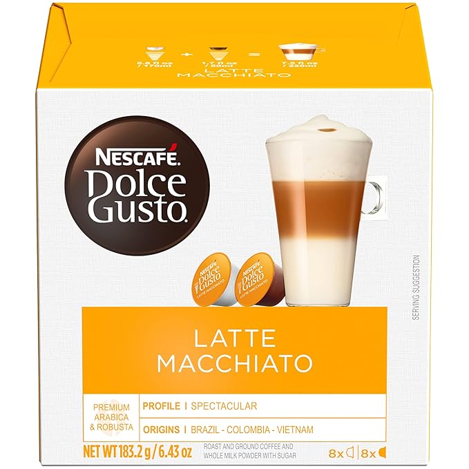 Dolce Gusto Nescafe Coffee Pods Latte Macchiato 16 Count Pack of 3