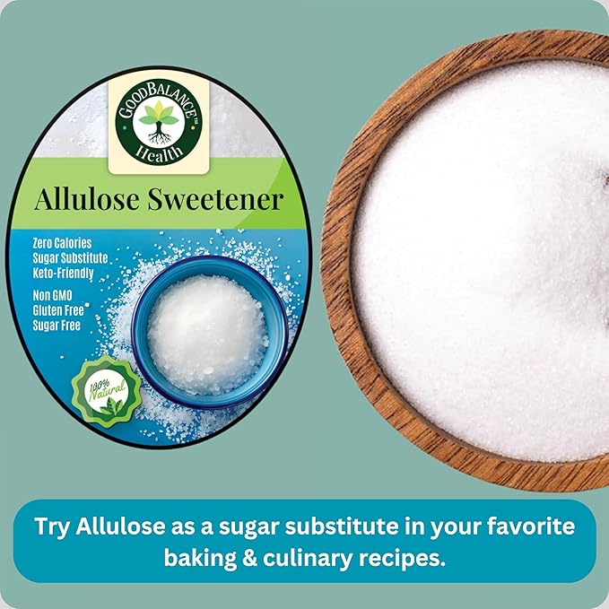 Good Balance Health – Premium 100% Pure Allulose Natural Sweetener | Zero Calories • Low-Glycemic • 1:1 Sugar Substitute for Baking Coffee &amp Keto • 2lb Resealable Bag