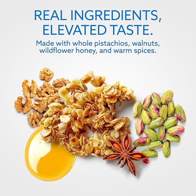 Greek Goddess Gourmet Baklava Bliss Granola with Pistachios Walnuts Wildflower Honey Cinnamon &amp Clove 100% Whole Grain Oats &amp Olive Oil – Healthy Greek-Inspired Gluten Free Granola 10oz
