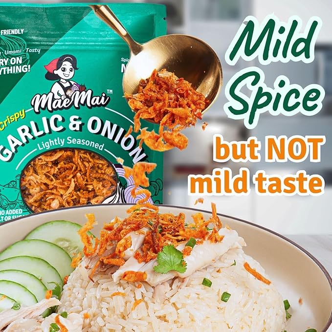 MaeMai MILD Spice - Non-Oily Chili Crisp Topper Rice Seasoning Ramen Topper Furikake | Umami Onion &amp Garlic Flakes | 2.65oz (75g)