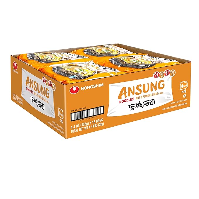 Nongshim Ramen Noodles Gourmet Instant Ramen Premium Microwavable Noodle Soup Ansung 4.4 Ounce (Pack of 16)