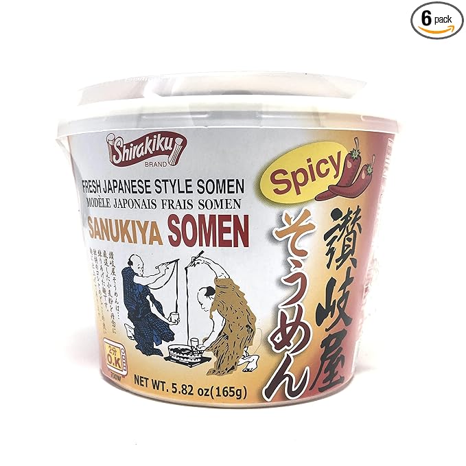 Shirakiku Sanukiya Instant Noodle Cups (Somen Spicy Pack of 6)