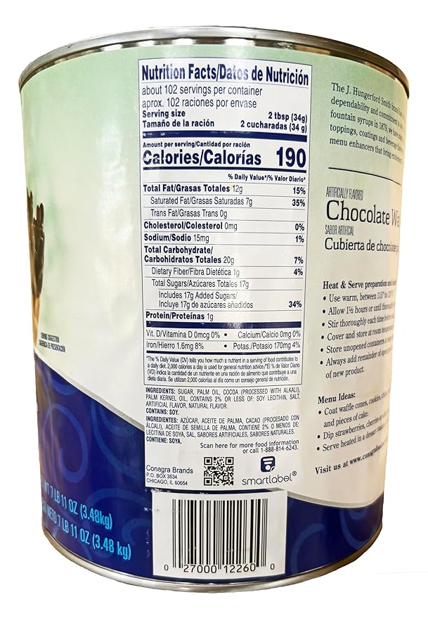 J. Hungerford Smith Chocolate Waffle Cone &amp Enrober Coating | Kosher | 7.68 lb