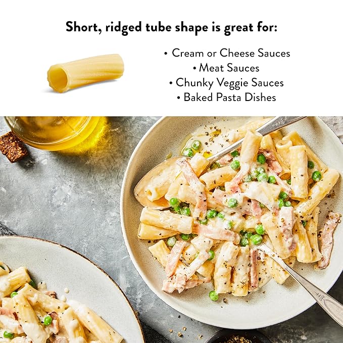 DeLallo Tortiglioni Pasta 1 Pound Bag 4 Pack Tube Shape Made with Durum Wheat Semolina Flour Imported from Italy Cooks in 9 Minutes Non-GMO