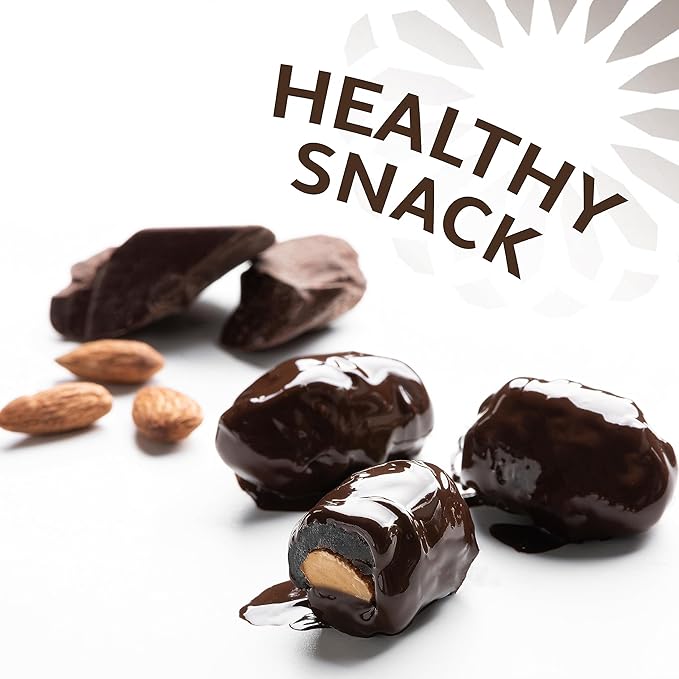 Nakheel Alya Dark Chocolate Almond Stuffed Dates 16 Pieces – Gourmet Healthy Snack Gluten-Free