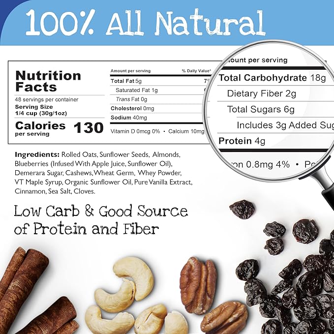 True North Granola – Granola Blues with Dried Blueberries Almonds and Cashews All Natural and Non-GMO Bulk Bag 3 lb.