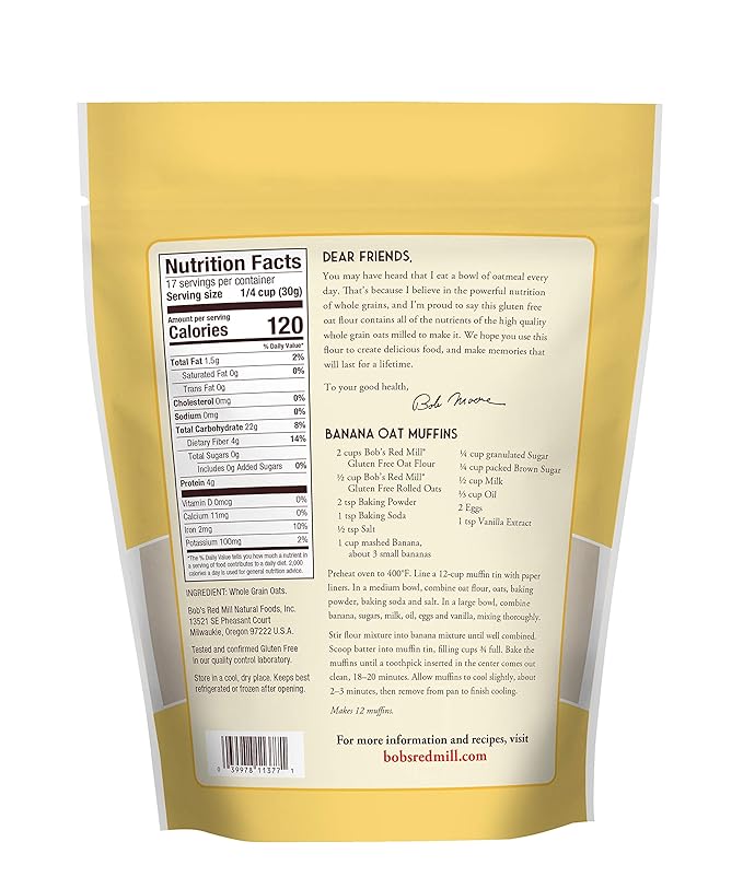 Bob's Red Mill Oat Flour Gluten Free 18 Ounces (Pack Of 4)
