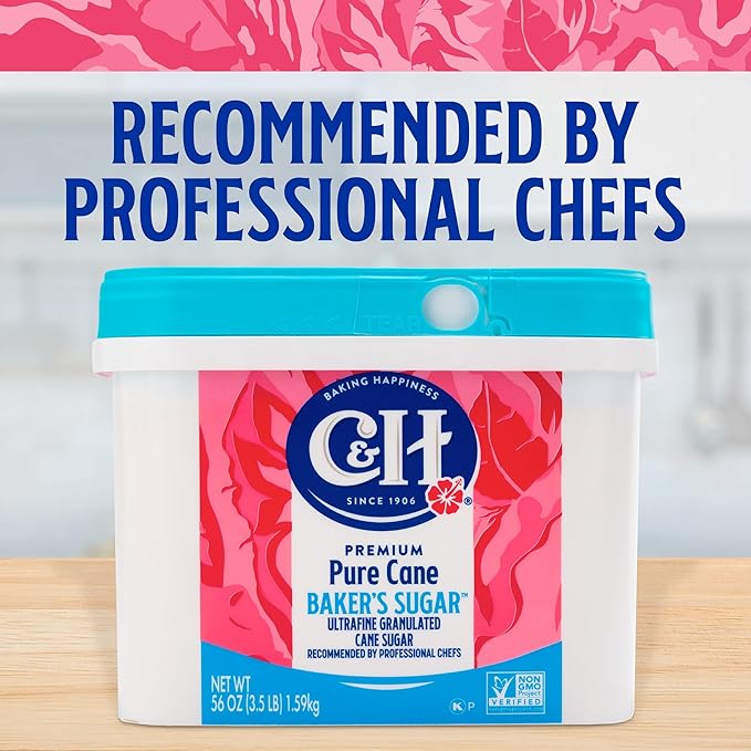 C&ampH® Pure Cane Ultrafine Granulated Baker's Sugar™ 3.5 lb Easy Baking Tub (Pack of 2) - Includes Bonus Recipe Card