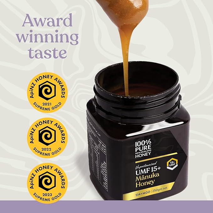 100% Pure New Zealand Manuka Honey UMF 15+ and 20+ High Grade Bundle 2 x 17.6 Oz