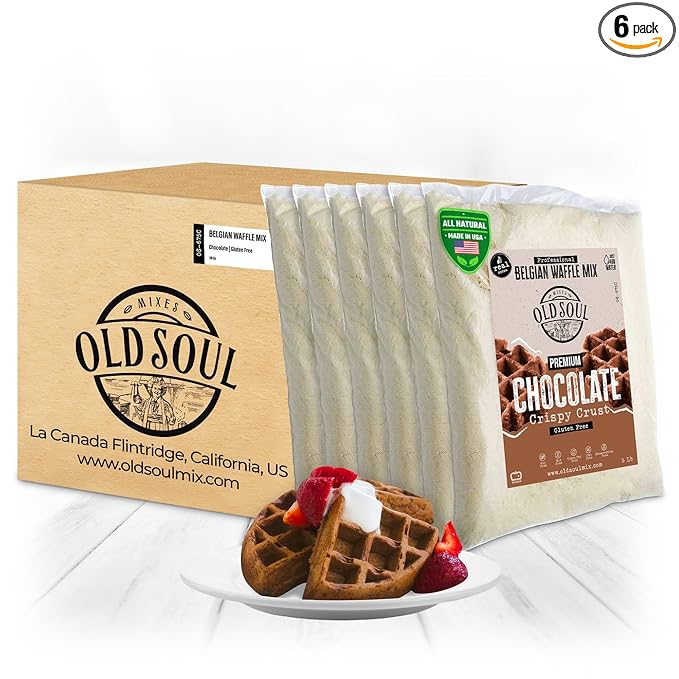 OldSoul Professional Belgian Waffle Mix | GLUTEN FREE | 30 Lbs | Crispy | Chocolate Flavour | 168 Waffles (30 Lbs Gluten Free)