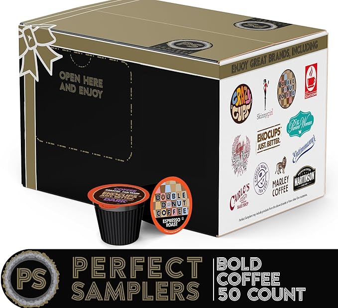 Perfect Samplers Dark Roast and Flavors Single Serve Coffee Pods for Keurig K Cup Machines Bold Lover's Select 50 Count