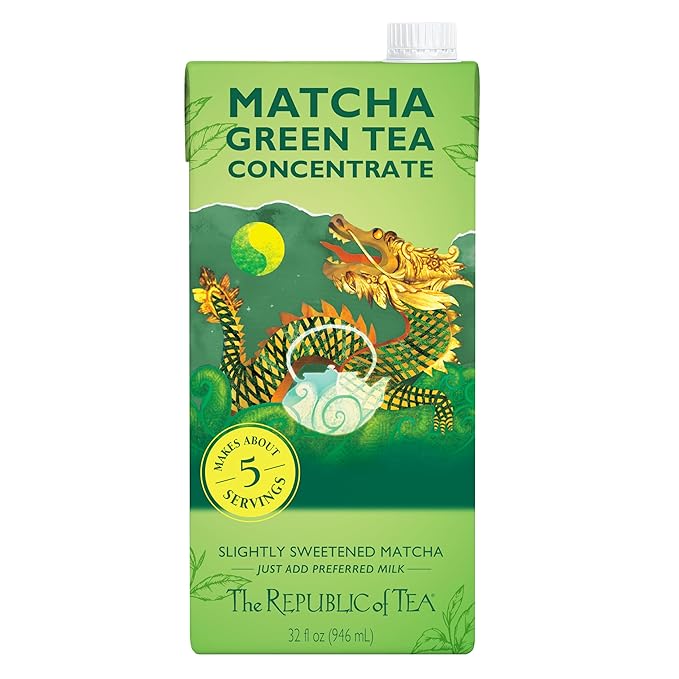 The Republic of Tea – Matcha Green Tea Concentrate 6 Cartons – 32 fl oz (5 Servings) Matcha Latte Mix Naturally Caffeinated Gluten Free Japanese Green Tea