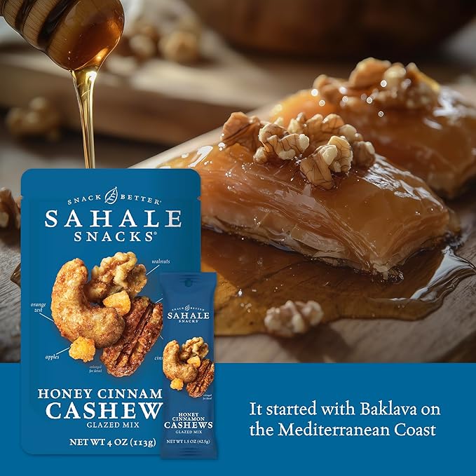 Sahale Snacks Honey Cinnamon Cashews Glazed Mix 4 Ounce (Pack of 6)