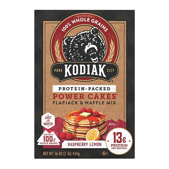 Kodiak Cakes Power Cakes Pancake &amp Waffle Mix Raspberry Lemon High Protein100% Whole Grains (Pack of 6)
