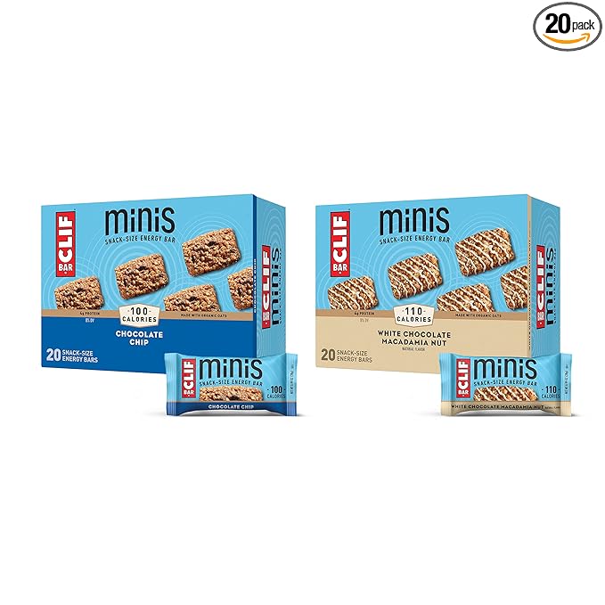 CLIF BARS - Mini Energy Bars - Chocolate Chip - 20 Count + CLIF BARS - Mini Energy Bars - White Chocolate Macadamia Nut - 20 Count