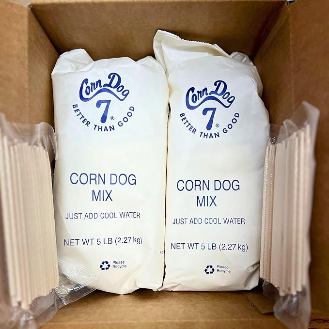 Corn Dog 7 Batter Mix (sticks included) Two 5 pound bags in one box Fair food at home