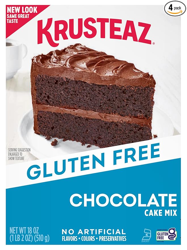 Krusteaz Gluten Free Chocolate Cake Mix No Artificial Flavors Colors or Preservatives 18 Ounce(Pack of 4)